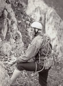 Po dolezení prvovýstupu Obrovského kútu v Gotickej stene. F. Piaček. Rok 1971